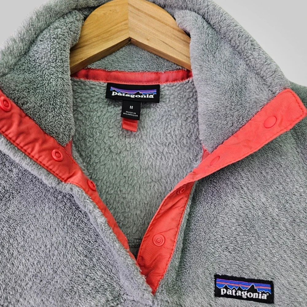 PATAGONIA‎ Re-Tool Snap-T Fleece Pullover Women's Medium Gray Pink Polartec Y2K